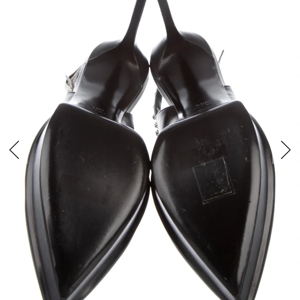 Never worn, Saint Laurent Black and Silver Studded Heels with box size 9.5 - Picture 6 of 11